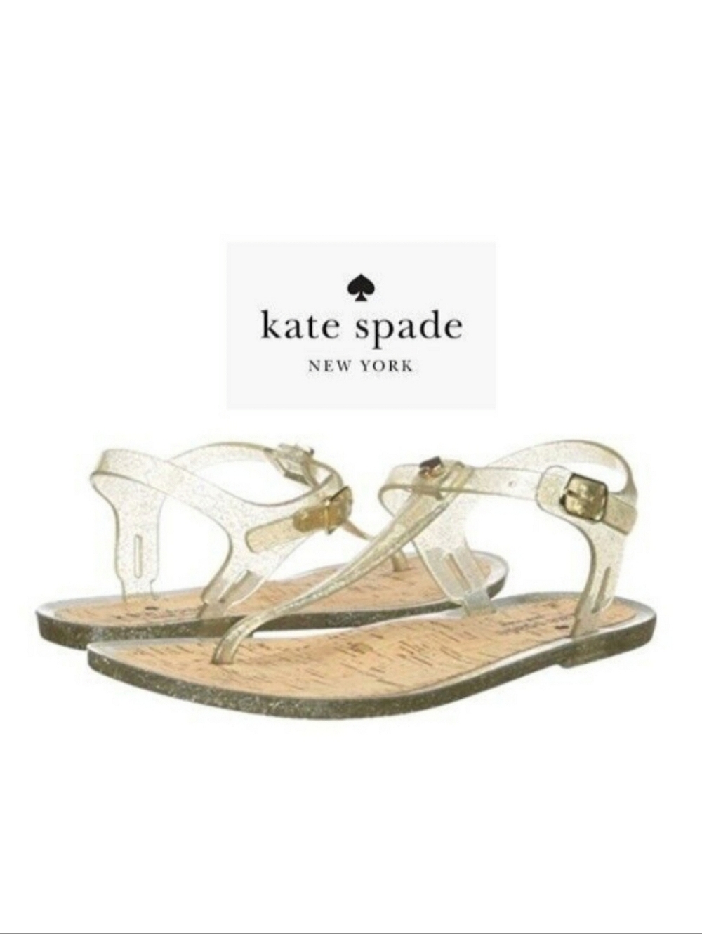 Kate Spade Yari Jelly Thong Sandals 80s Resortwear Sparkle 8 Coquette Feminine